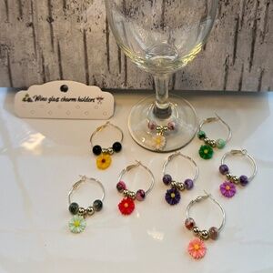 8 - Flower Wine Glass Charms